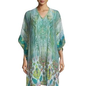 Alberto Makali V-Neck Sheer Printed Kaftan Women’s M Green